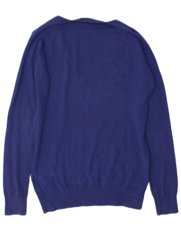 Pulover cu decolteu în V Zara pentru femei UK 18 XL Bumbac albastru