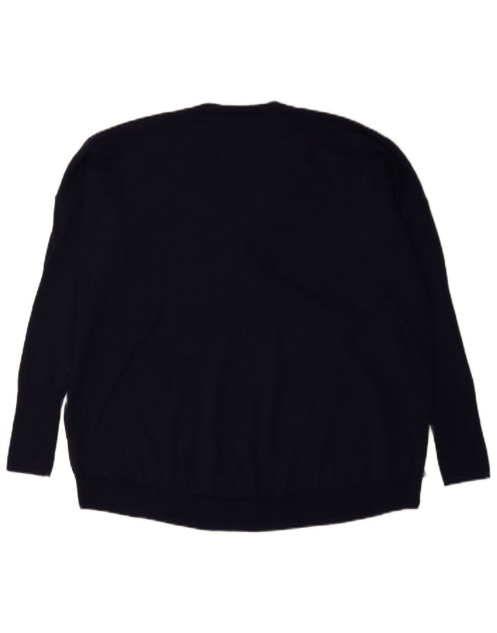 J. Crew Pulover supradimensionat pentru femei cu decolteu în V UK 14 Medium Bleumarin