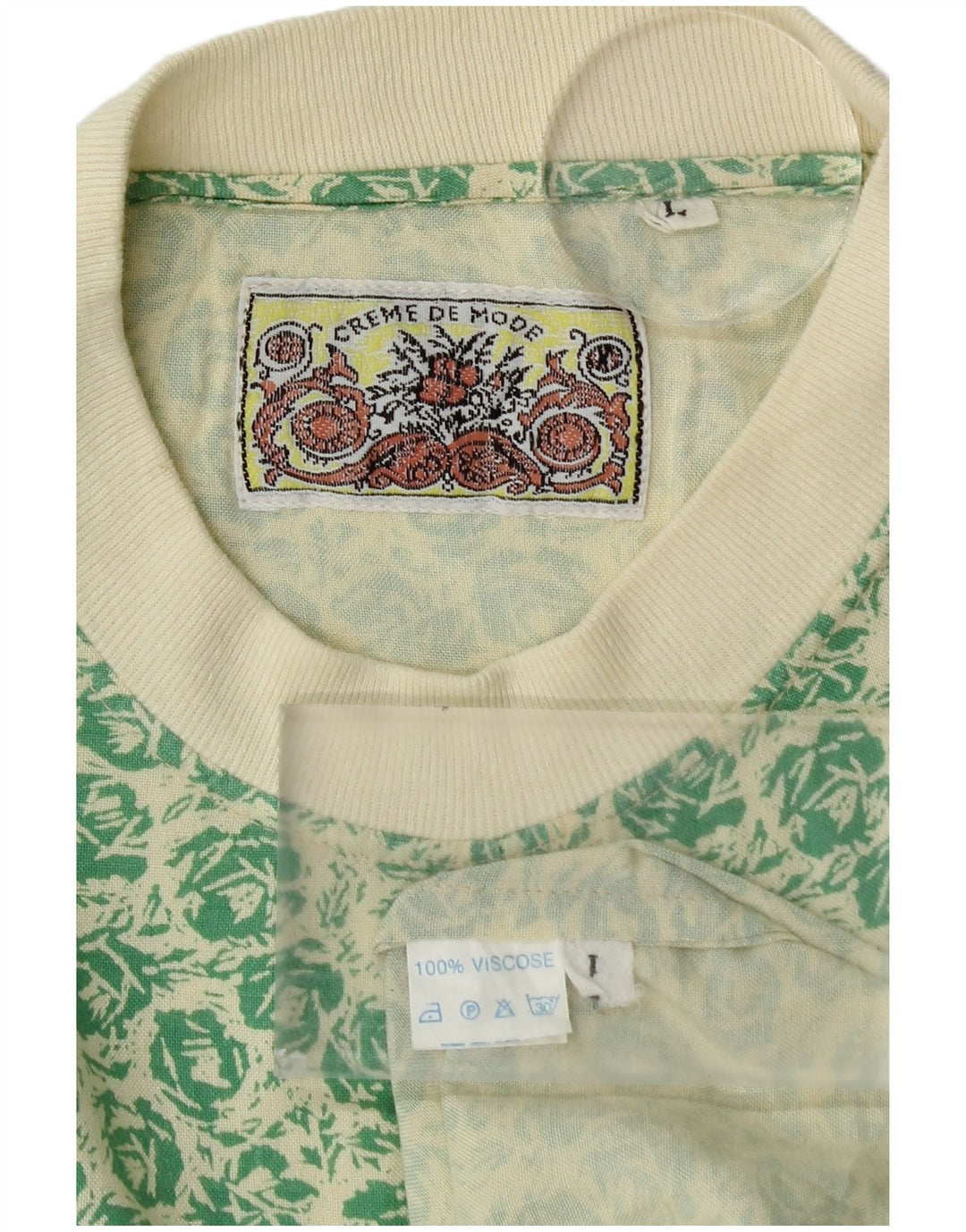 VINTAGE Tricou Bărbați Top Mare Verde Floral Viscoză