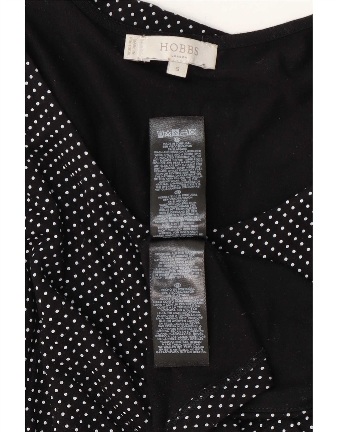 Top pentru femei Hobbs cu mâneci 3/4 UK 10 Small Black Spotted Viscose