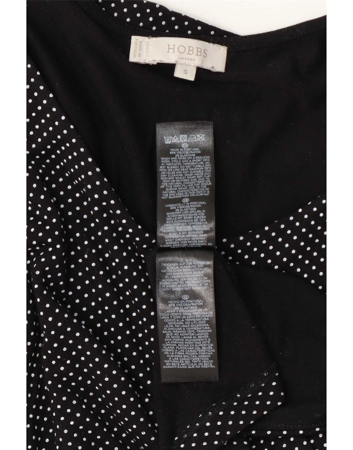 Top pentru femei Hobbs cu mâneci 3/4 UK 10 Small Black Spotted Viscose