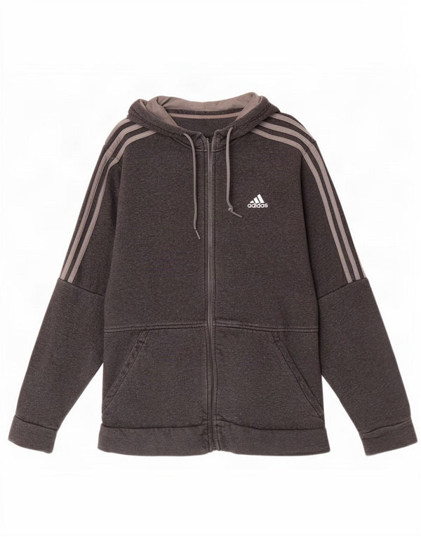 Pulover Adidas pentru bărbați, cu fermoar, bumbac, gri mediu