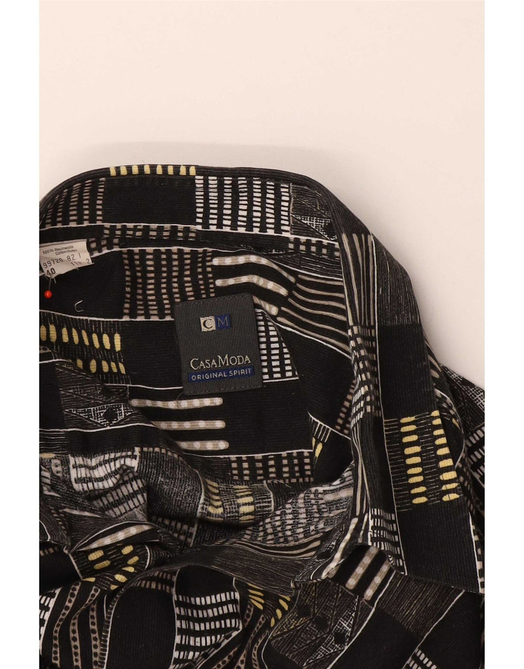 Cămașă cu mânecă scurtă pentru bărbați Casa Moda Mărimea 40 Bumbac geometric negru mediu
