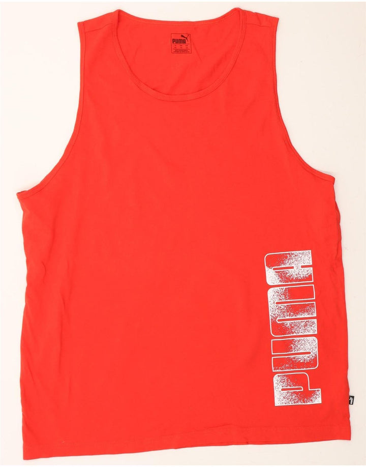 PUMA Mens Graphic Vest Top 2XL Red Cotton Vintage Puma and Second-Hand Puma from Messina Hembry 