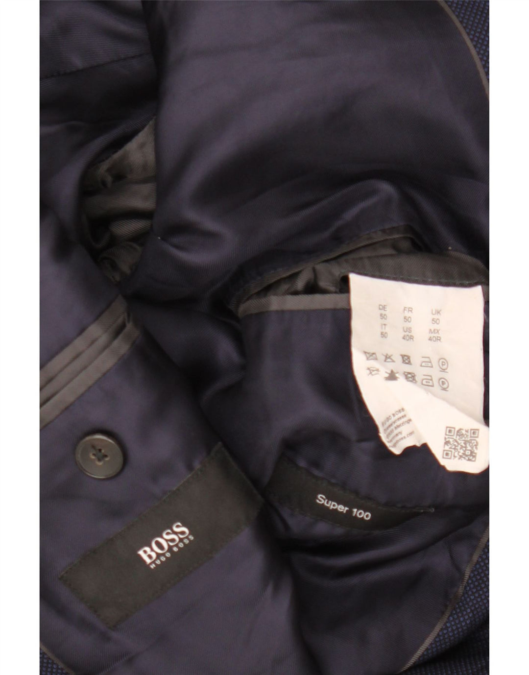 Blazer pentru bărbați HUGO BOSS, cu 2 nasturi, IT 50, mare, bleumarin