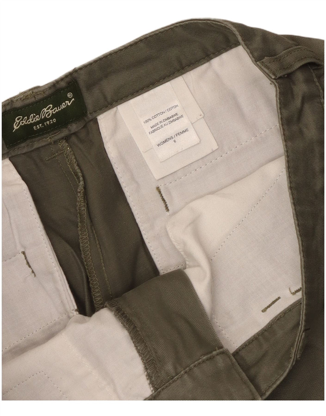 Pantaloni scurți casual pentru femei Eddie Bauer US 6 Medium W30 Kaki Bumbac