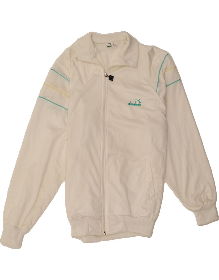 DIADORA Mens Tracksuit Top Jacket UK 46 XL White Polyester Vintage Diadora and Second-Hand Diadora from Messina Hembry 