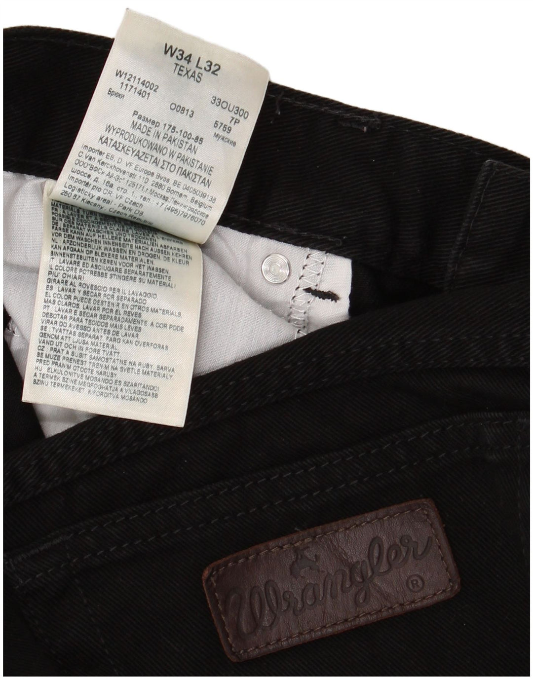 WRANGLER Blugi drepte pentru bărbați Texas W34 L28 bumbac negru