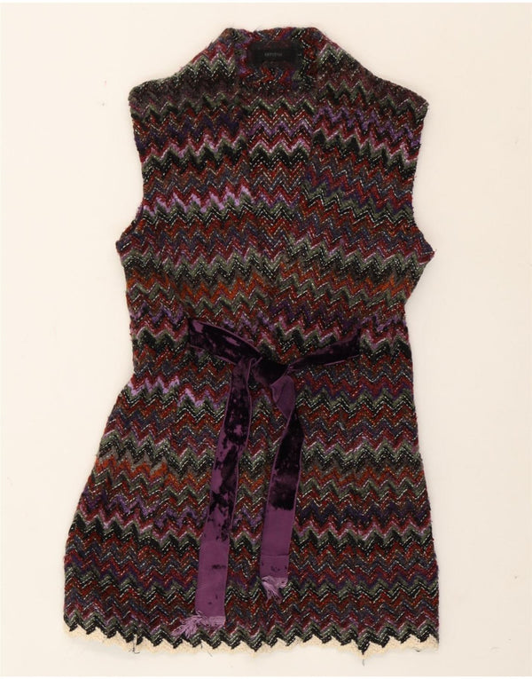 Pulover Cardigan Vintage pentru Damă UK 10 Mic Multicolor Chevron