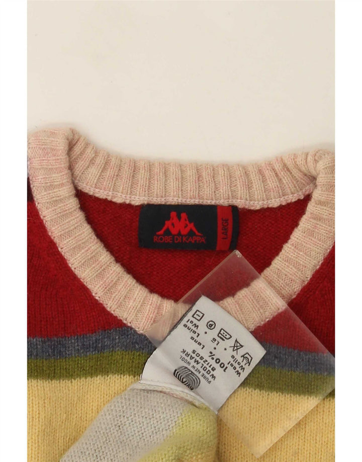 Pulover pentru bărbați Kappa cu gât crew, lână cu dungi mari, multicolore