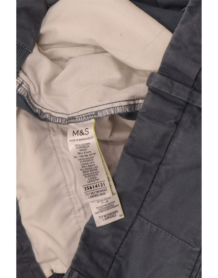 MARKS & SPENCER Pantaloni chino drepți pentru bărbați L36 L33 bumbac gri