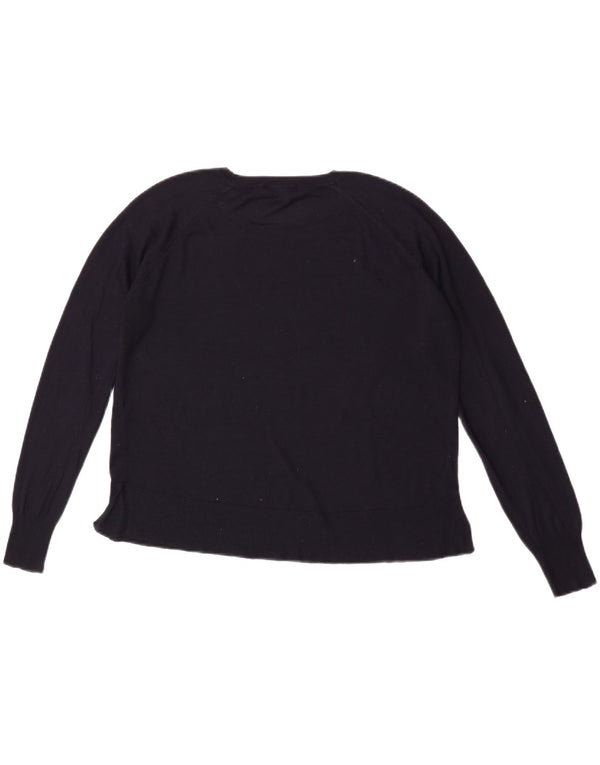 Pulover pentru femeie cu gât de barcă Zara UK 14 Medium Bleumarin Viscoză