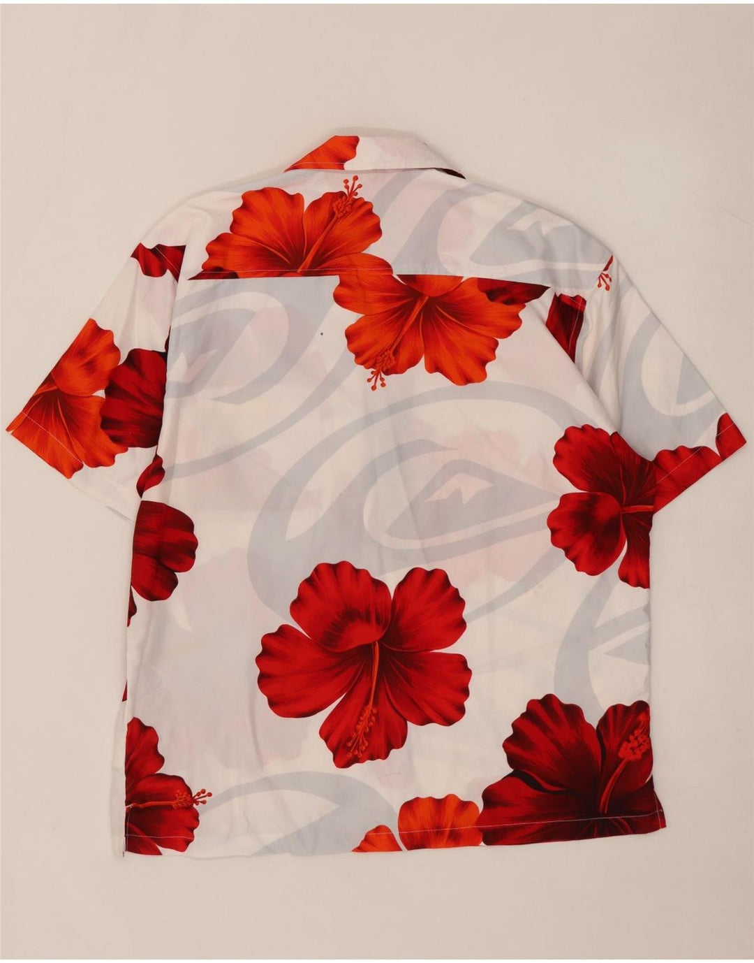 Cămașă cu mânecă scurtă Quiksilver pentru bărbați, mare, alb, din poliester floral