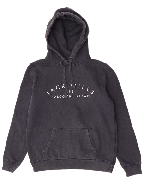 Jack Wills Pulover cu glugă cu grafic pentru femei UK 12 Medium, bleumarin, bumbac