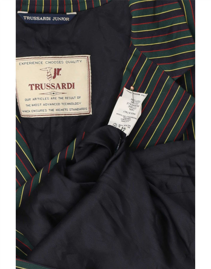 Sacou Trussardi pentru băieți, cu 2 nasturi, 15-16 ani, bumbac cu dungi verzi