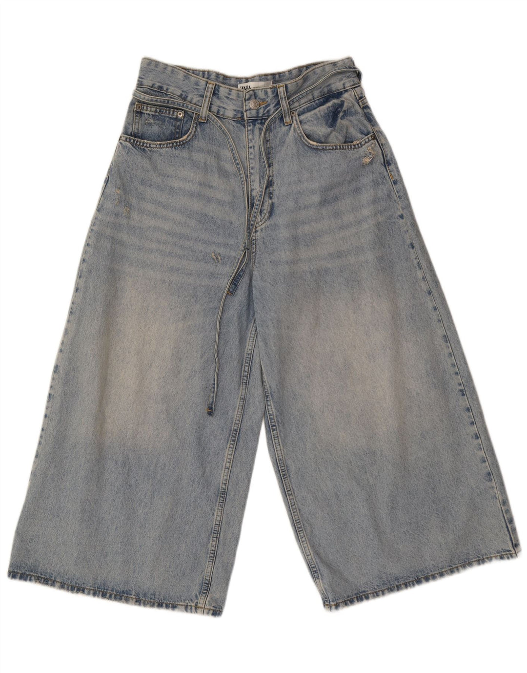 Blugi Capri pentru femeie cu picioare late Zara EU 40 Medium L30 L21 Bumbac albastru