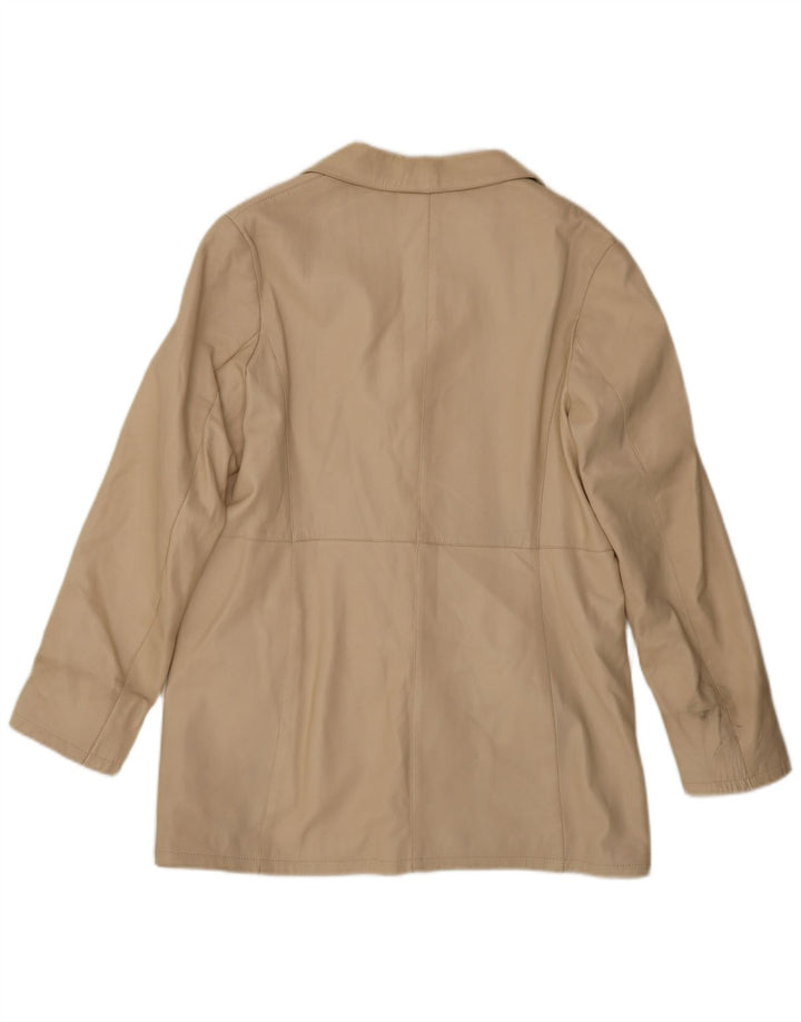 Jachetă vintage din piele cu 3 nasturi pentru femei IT 48 XL din piele bej