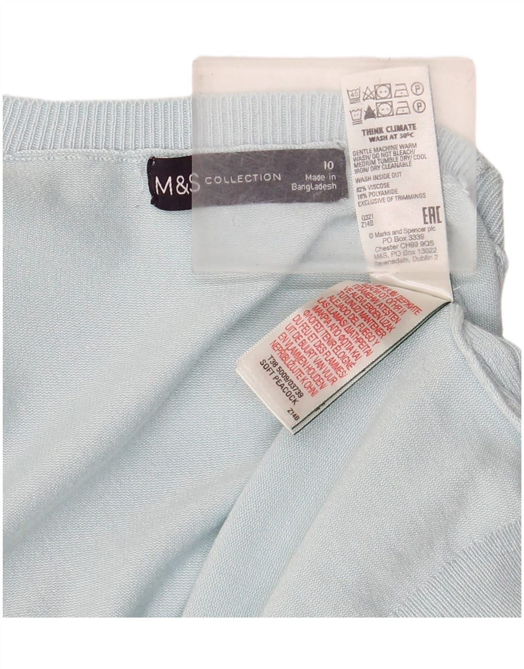 Marks & Spencer Pulover Crop Crew Deck pentru femei UK 10 Small Blue