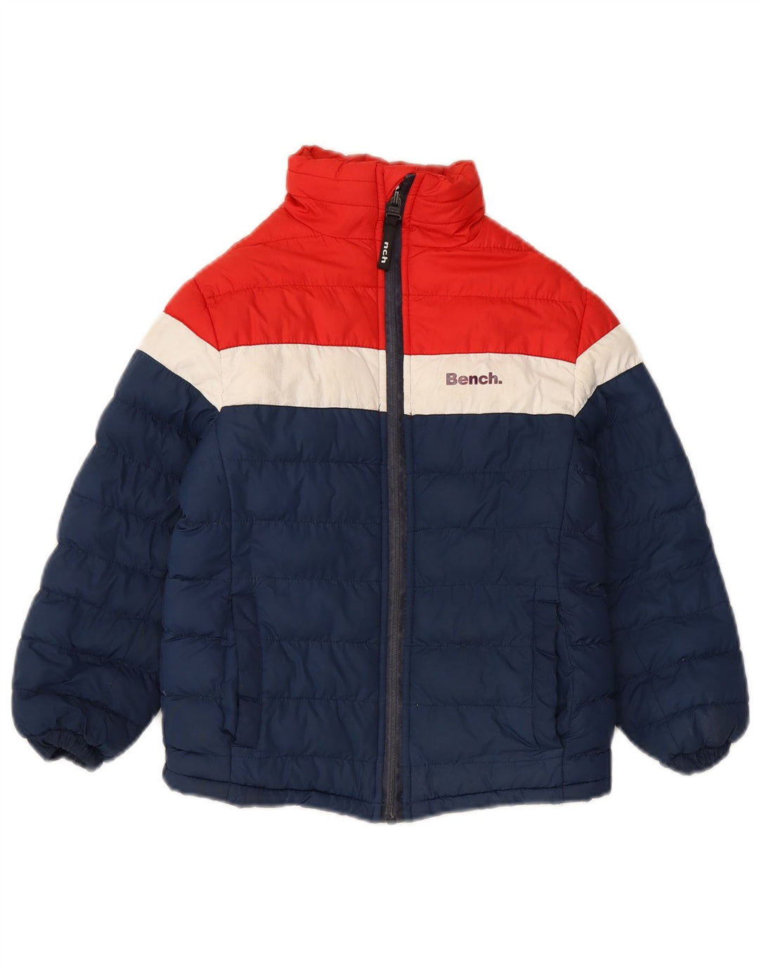 BENCH Boys Padded Jacket 5-6 Years Navy Blue Colourblock Polyester