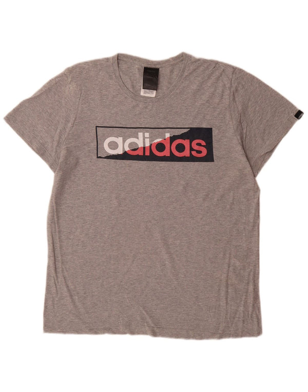 Tricou grafic pentru bărbați Adidas Top mic, gri, bumbac