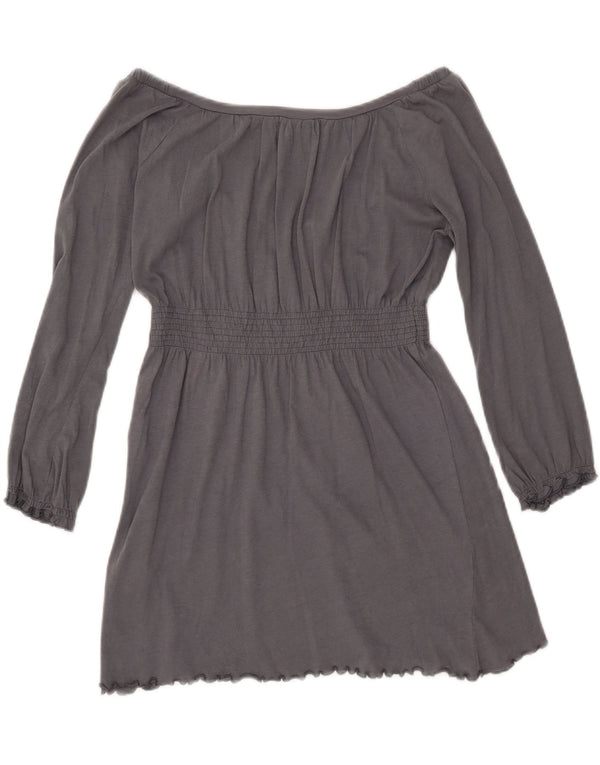 Top bluză Trafaluc cu mâneci 3/4 pentru femei ZARA UK 12 bumbac gri mediu