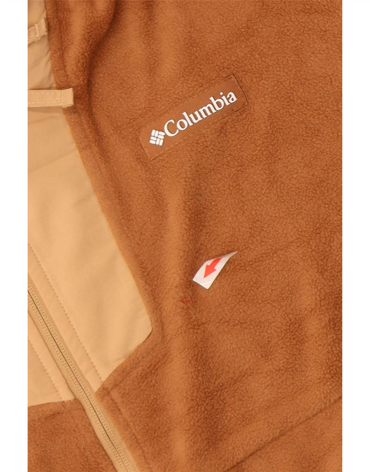 Pulover Columbia pentru bărbați, cu fermoar și gât, din lână, maro mediu, din poliester