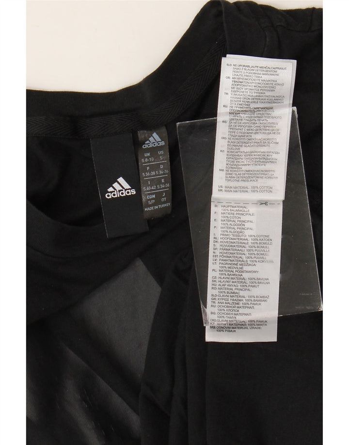 Tricou grafic ADIDAS pentru femei Top UK 8/10 Small Black Bumbac