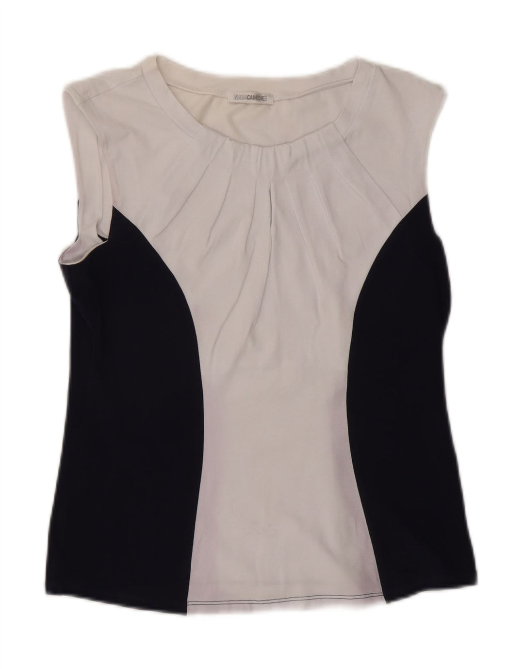 NARACAMICIE Womens Sleeveless Blouse Top UK 10 Small White Colourblock