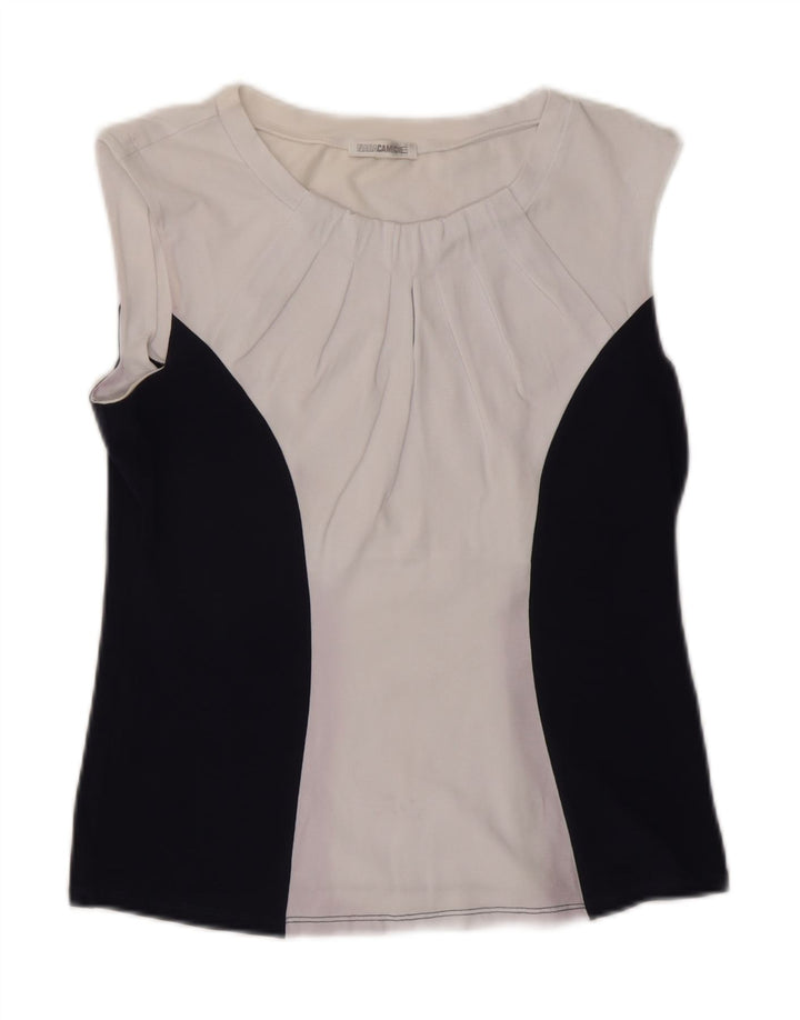 NARACAMICIE Womens Sleeveless Blouse Top UK 10 Small White Colourblock