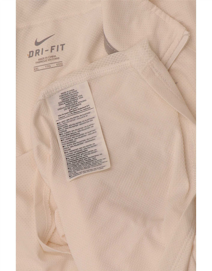 Tricou Nike pentru bărbați Dri Fit cu fermoar și gât Top 2XL poliester alb