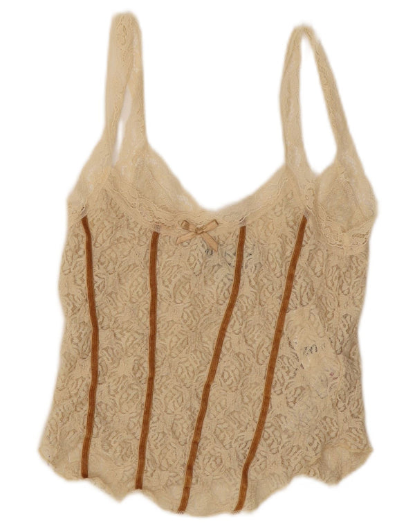 Urban Outfitters Womens Crop Lace Cami Top UK 8 Small Beige Floral