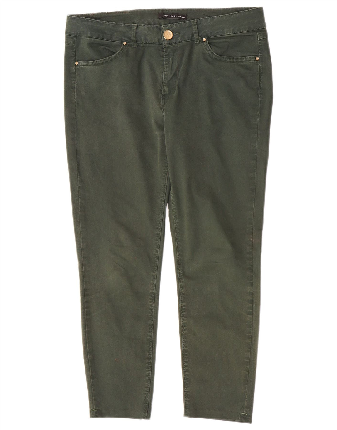 Blugi Zara femei Crop Slim EU 40 Medium W30 L24 Verde