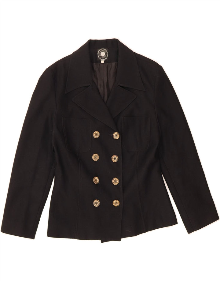 VINTAGE Womens Double Breasted Blazer Jacket IT 42 Medium Black Vintage Vintage and Second-Hand Vintage from Messina Hembry 