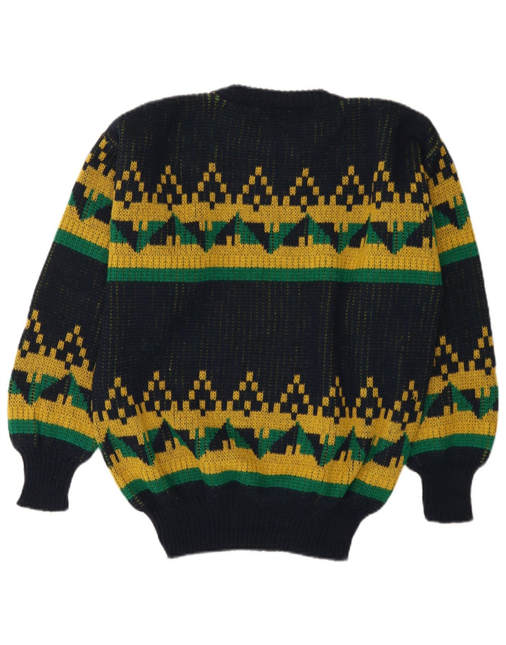 Pulover Rodes pentru bărbați cu decolteu rotund, mijlociu, albastru marin geometric, acrilic