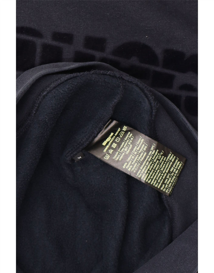 BLAUER Mens Graphic Sweatshirt Jumper XL Navy Blue Cotton Vintage Blauer and Second-Hand Blauer from Messina Hembry 