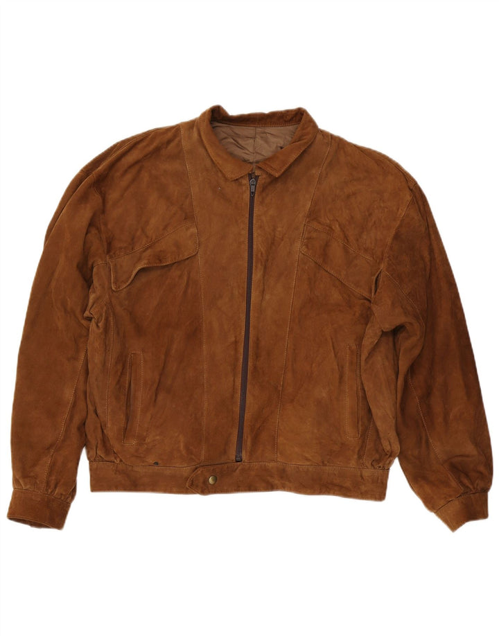Jachetă vintage bărbătească din piele intoarsa IT 48 maro mediu