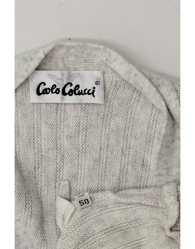 CARLO COLUCCI Mens Loose Fit Cardigan Sweater IT 50 Medium Grey Flecked Vintage Carlo Colucci and Second-Hand Carlo Colucci from Messina Hembry 