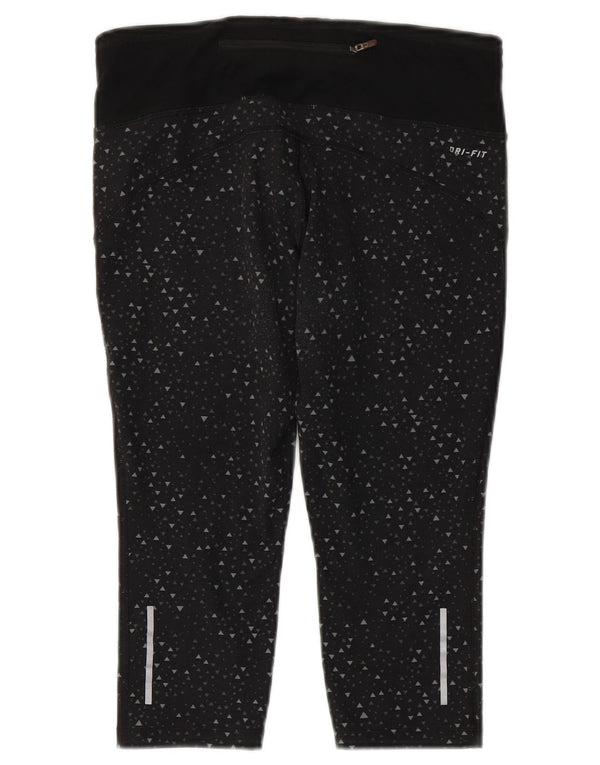 Leggings Capri Dri Fit Nike pentru femei UK 10 Poliester geometric negru mic