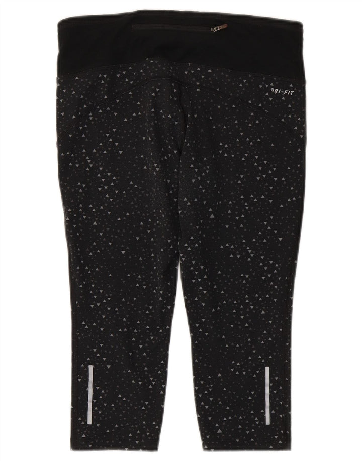 Leggings Capri Dri Fit Nike pentru femei UK 10 Poliester geometric negru mic