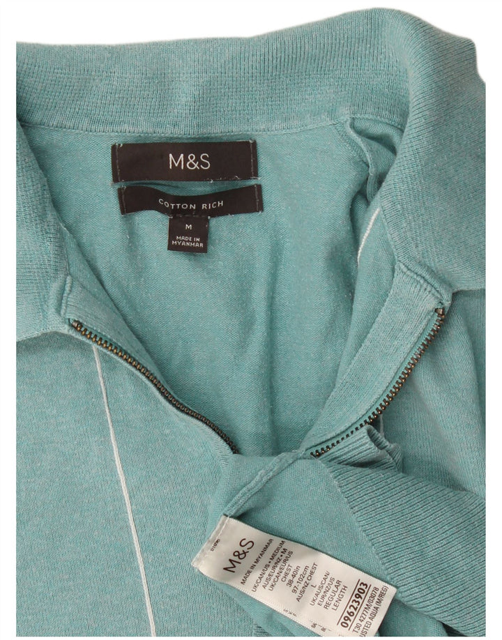 Tricou polo cu mânecă scurtă pentru bărbați Marks & Spencer, în dungi turcoaz mediu