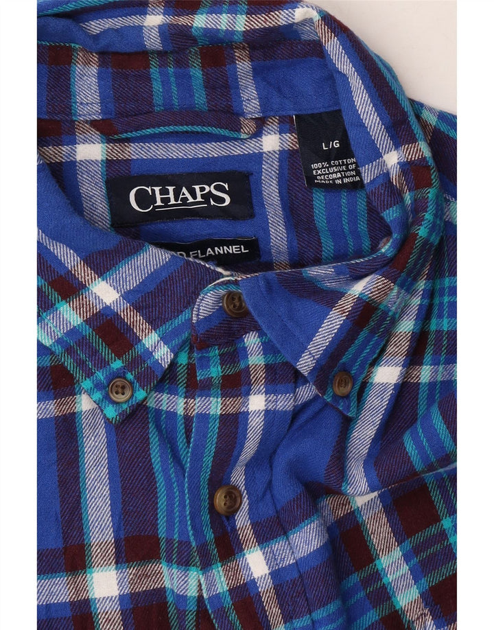 CHAPS Mens Flannel Shirt Large Blue Plaid Cotton Vintage Chaps and Second-Hand Chaps from Messina Hembry 