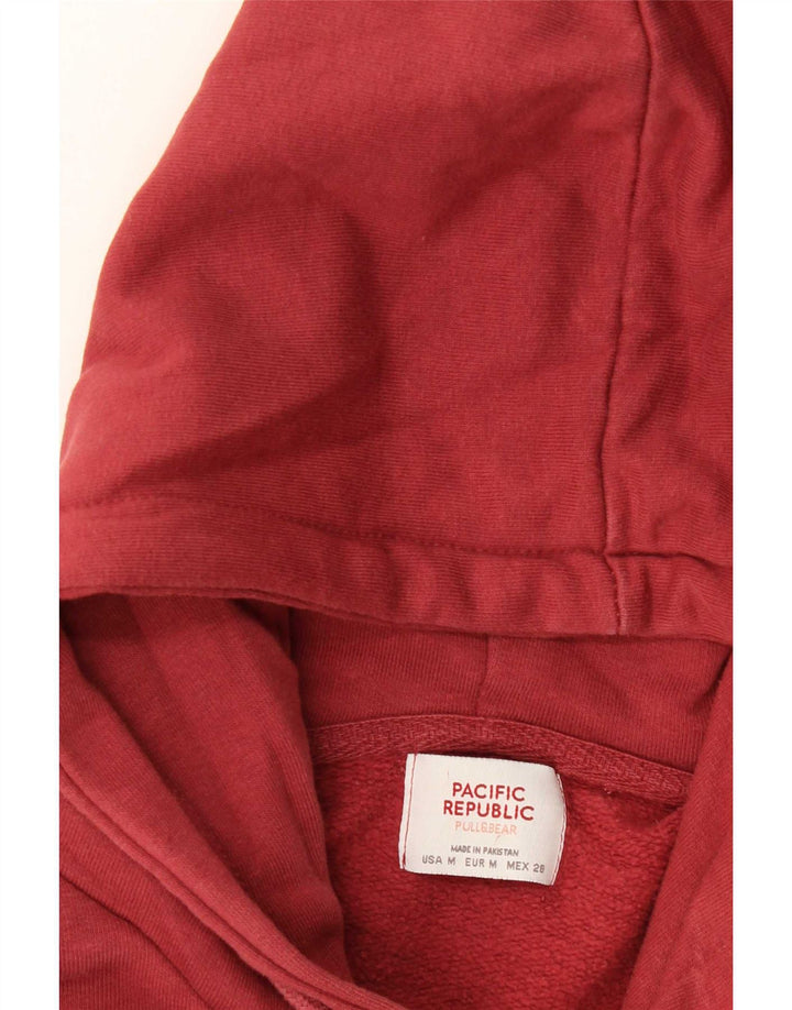 Pull & Bear Pull & Bear Pull & Bear Pull & Bear Pulover Oversized Crop Graphic Hoodie pentru femei UK 14 Medium Red