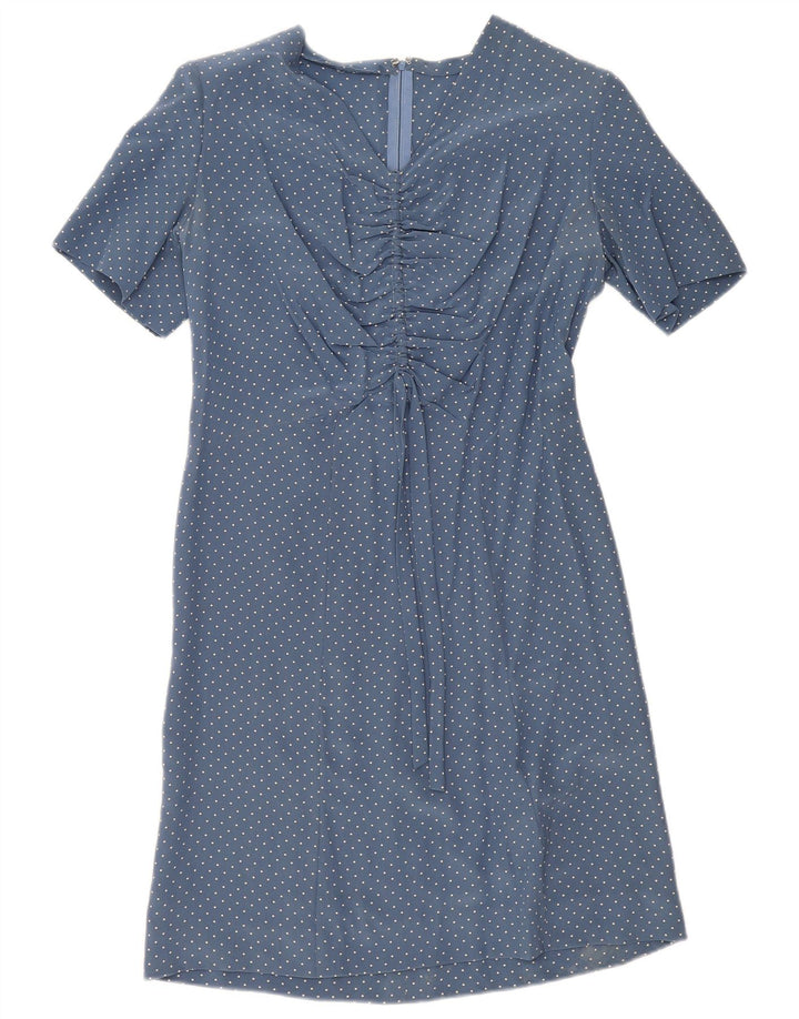 Rochie A-Line Vintage pentru femei UK 12 Medium Blue Spotted