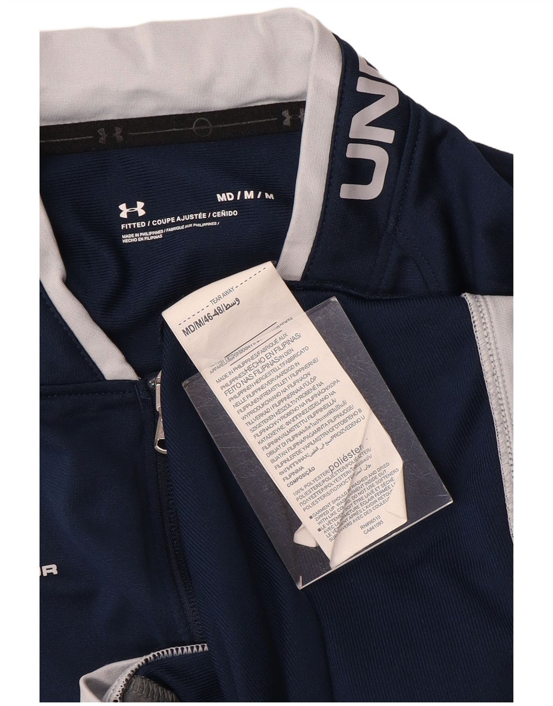 Jachetă de top pentru trening grafic Under Armour pentru bărbați, poliester mediu albastru bleumarin