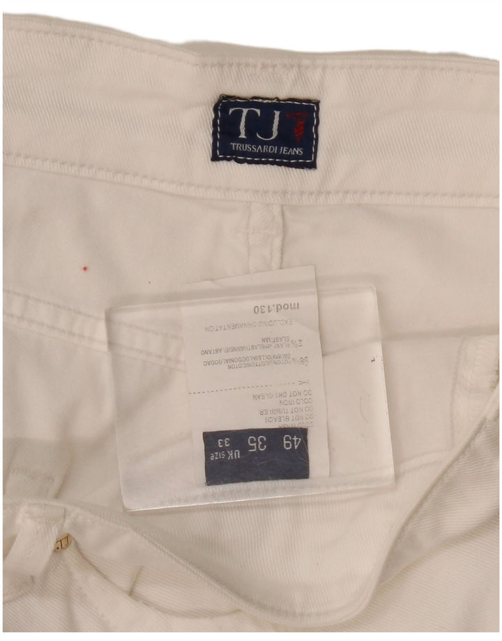 Trussardi blugi subțiri tăiați pentru femei IT 48 Medium W33 L26 Bumbac alb