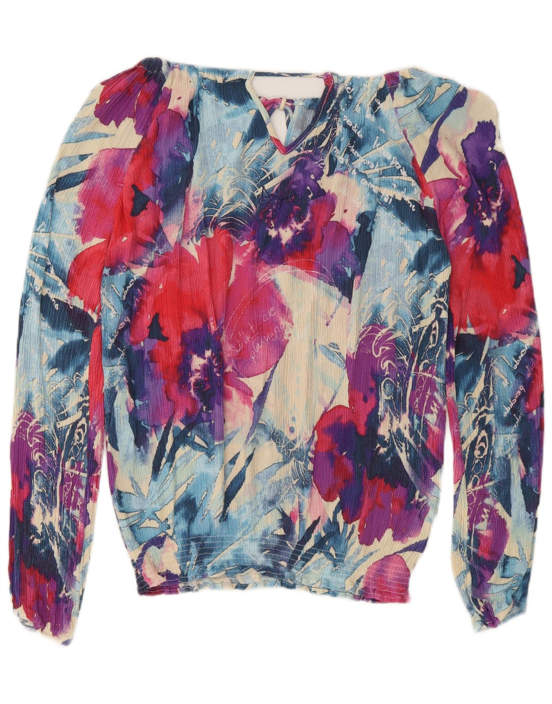 Desigual Womens Graphic Off Shoulder Top UK 10 Small Multicolor Floral