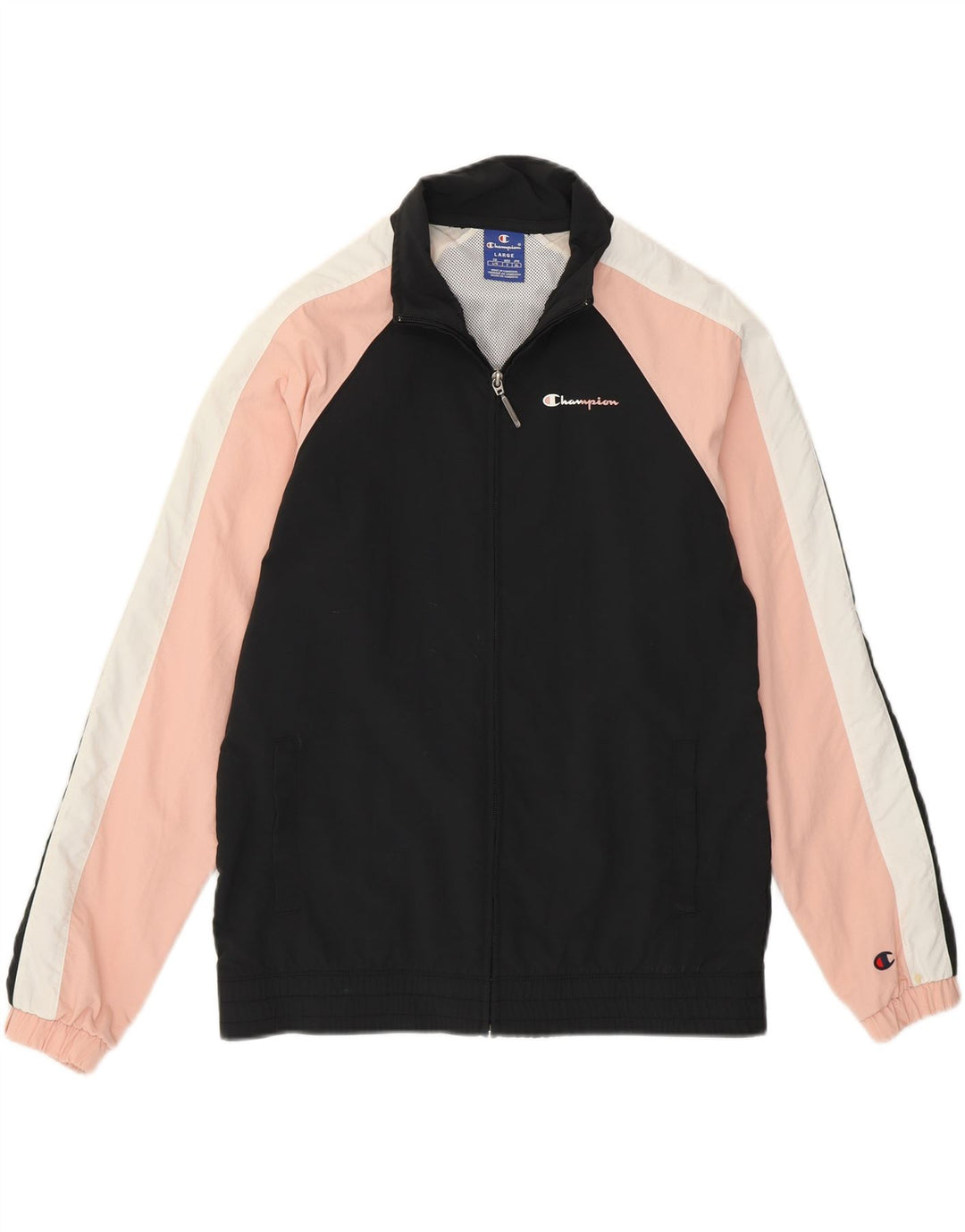 CHAMPION Womens Tracksuit Top Jacket UK 16 Large Black Colourblock Vintage Champion and Second-Hand Champion from Messina Hembry 
