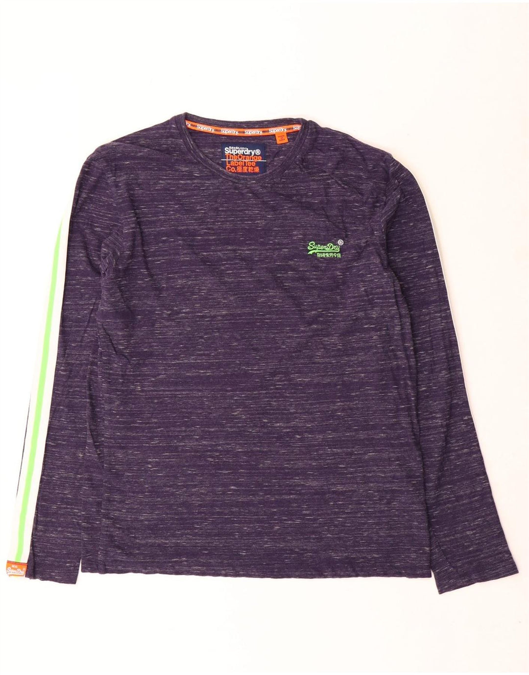 Top pentru bărbați Superdry cu mânecă lungă mare, albastru bleumarin, bumbac cu pete