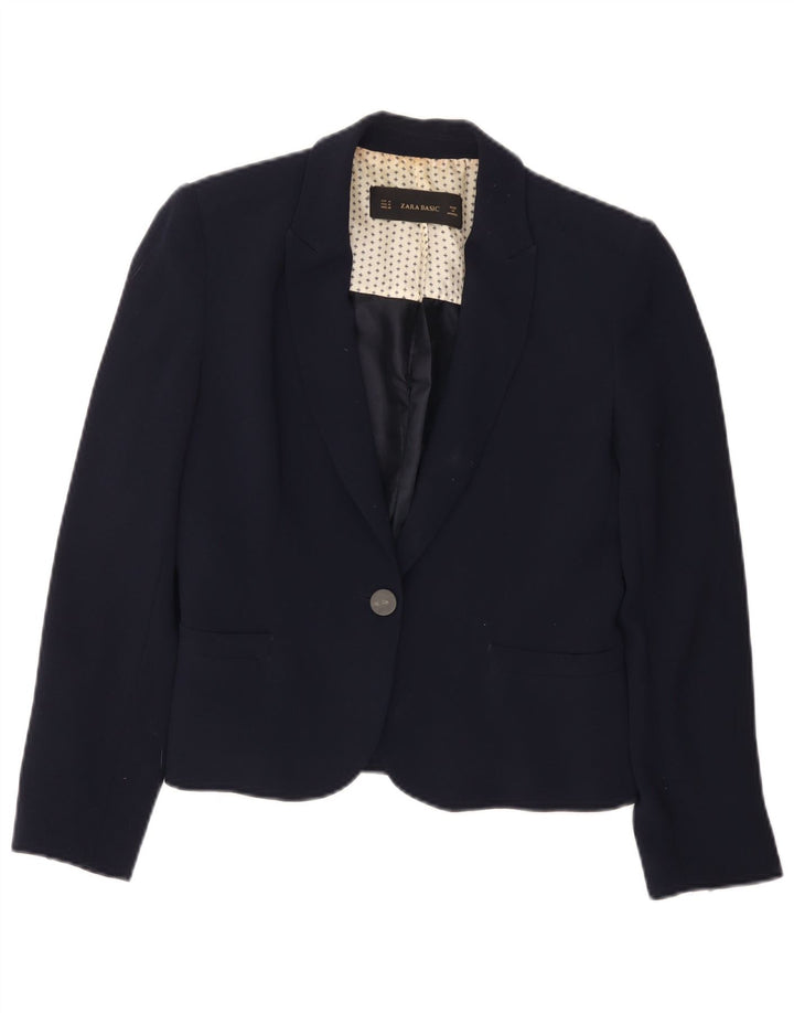 Blazer pentru femei Zara cu 1 nasture UK 12 Medium Bleumarin