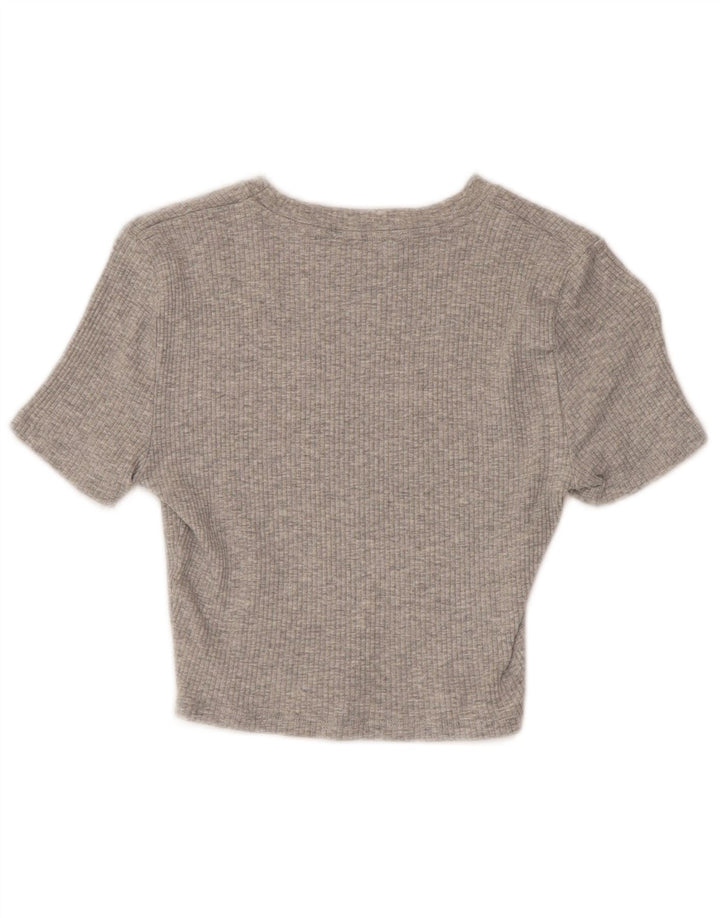 ZARA Womens Crop T-Shirt Top UK 12 Medium Grey